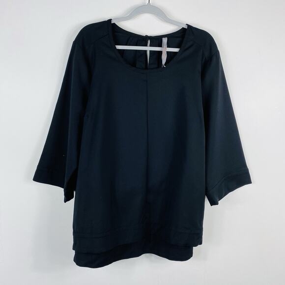 Melissa McCarthy Seven7 Plus Size 2X Tie Waist Belted Blouse Top Black - Picture 1 of 4